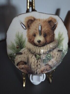 Handcrafted Teddy Bear Nite Light On A Sand Dollar